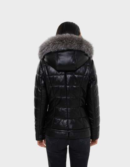 Lyanna  Manteau En Duvet  pour Femmes en Cuir avec Fourrure Amovible