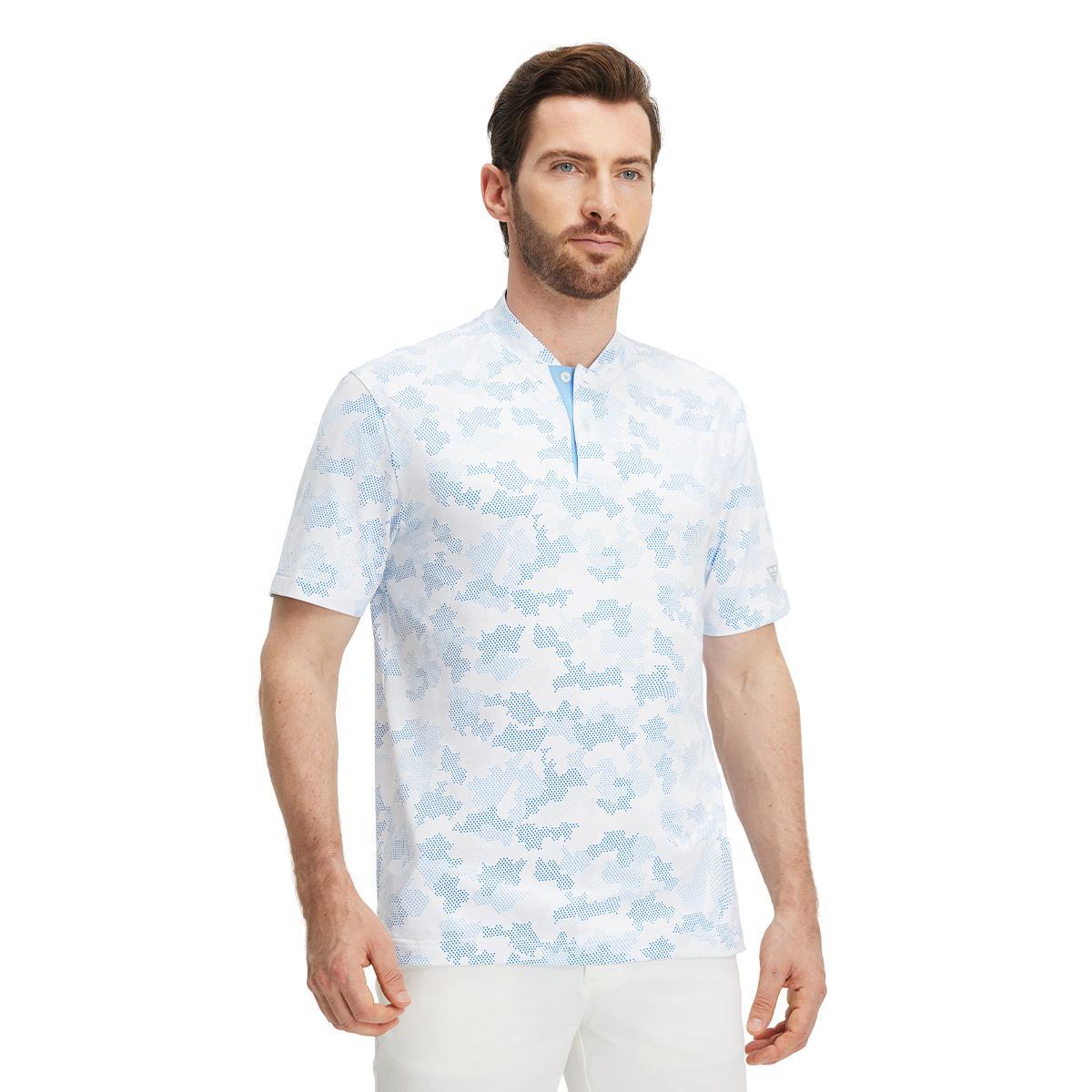 Men's Performance Dry Fit Stretch Henley Printed Golf Shirt
