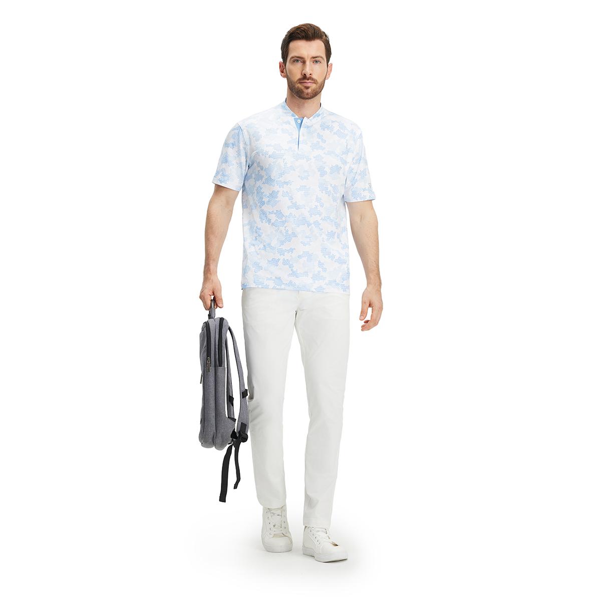 Men's Performance Dry Fit Stretch Henley Printed Golf Shirt