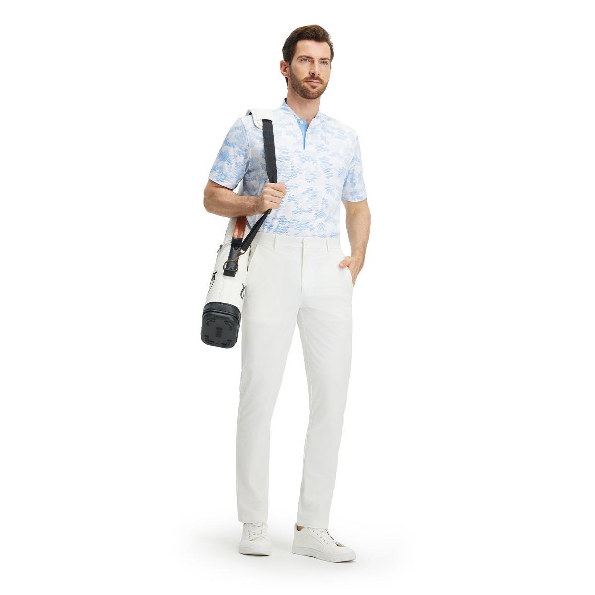 Men's Performance Dry Fit Stretch Henley Printed Golf Shirt