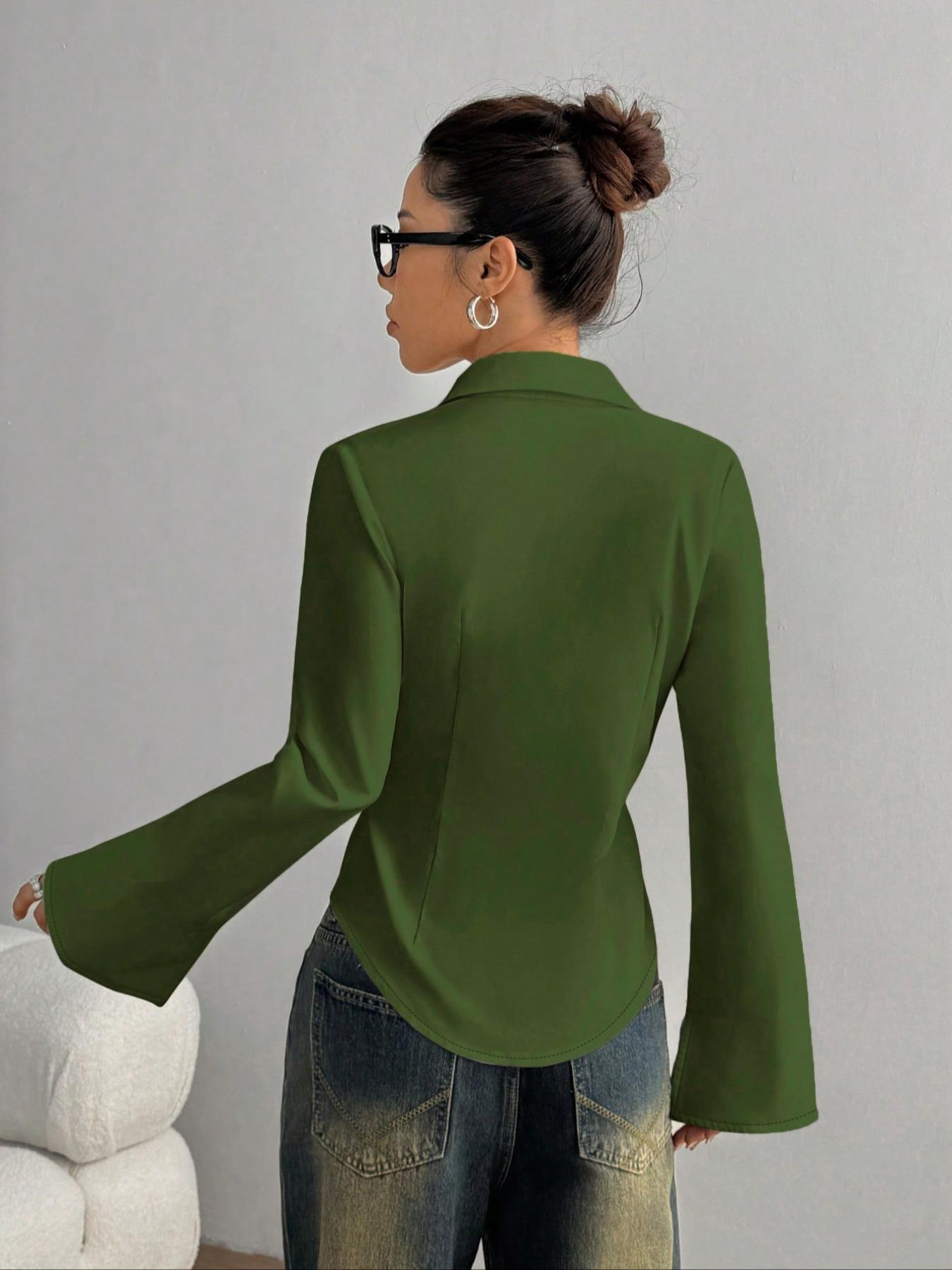 Women's Slim-Fit Button-Down Long-Sleeved Casual Shirts