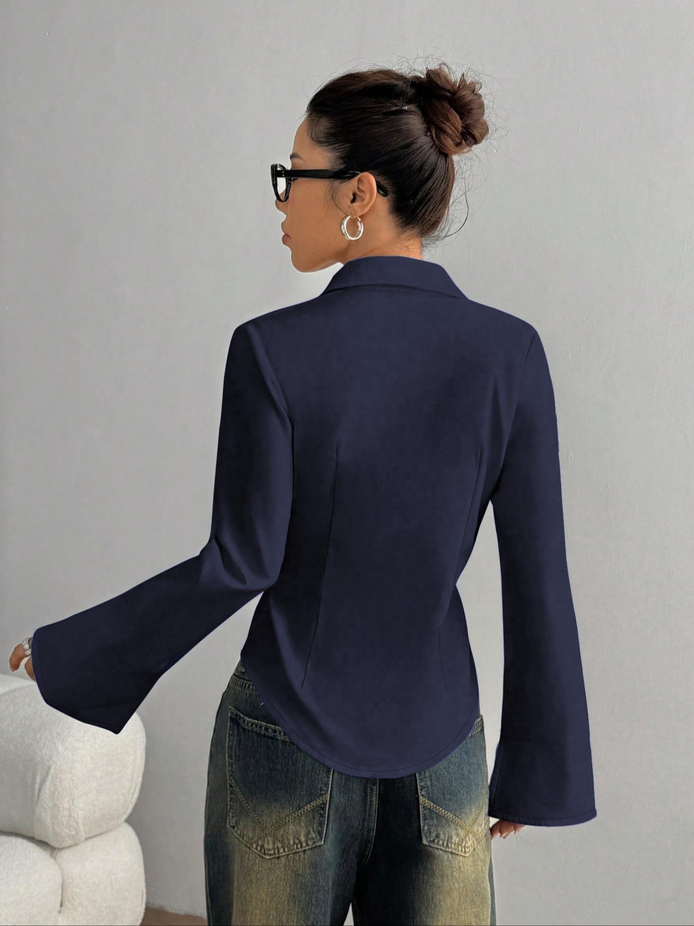 Women's Slim-Fit Button-Down Long-Sleeved Casual Shirts