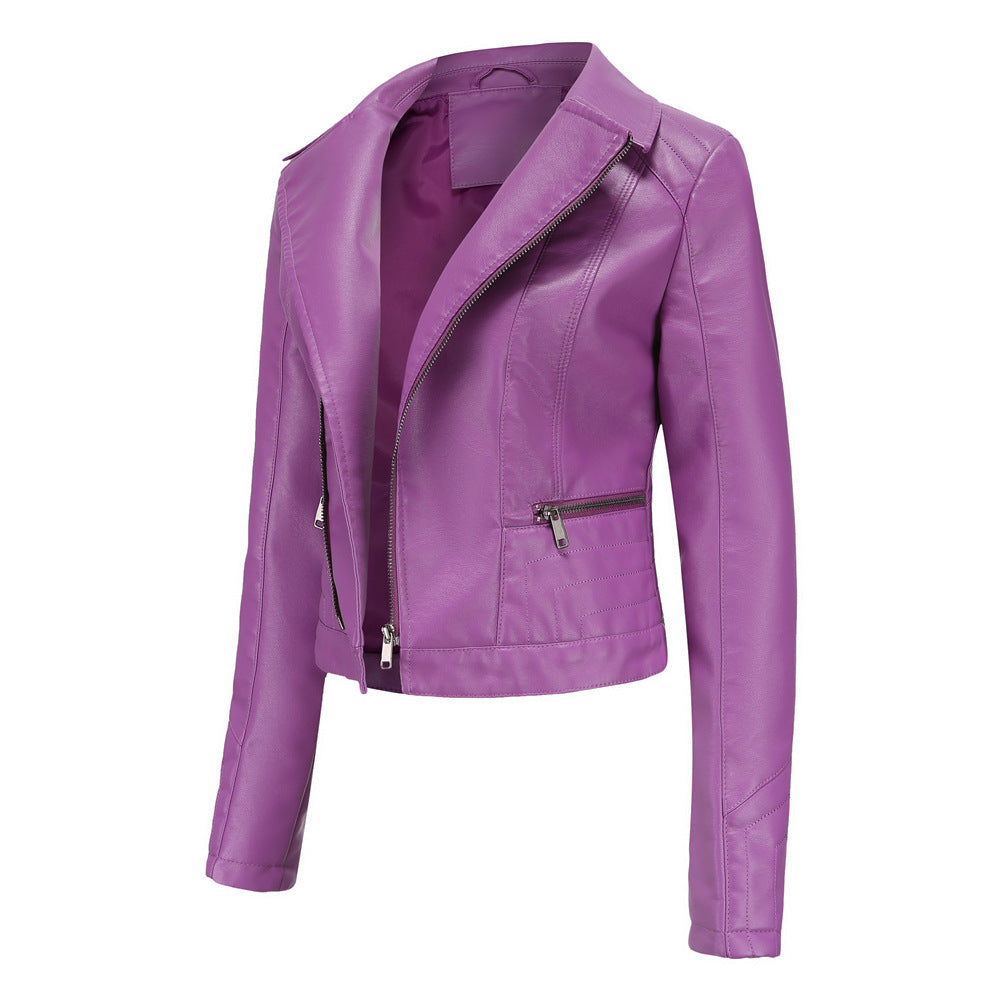 100% Polyurethane Faux Women Leather Jacket