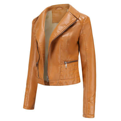 100% Polyurethane Faux Women Leather Jacket