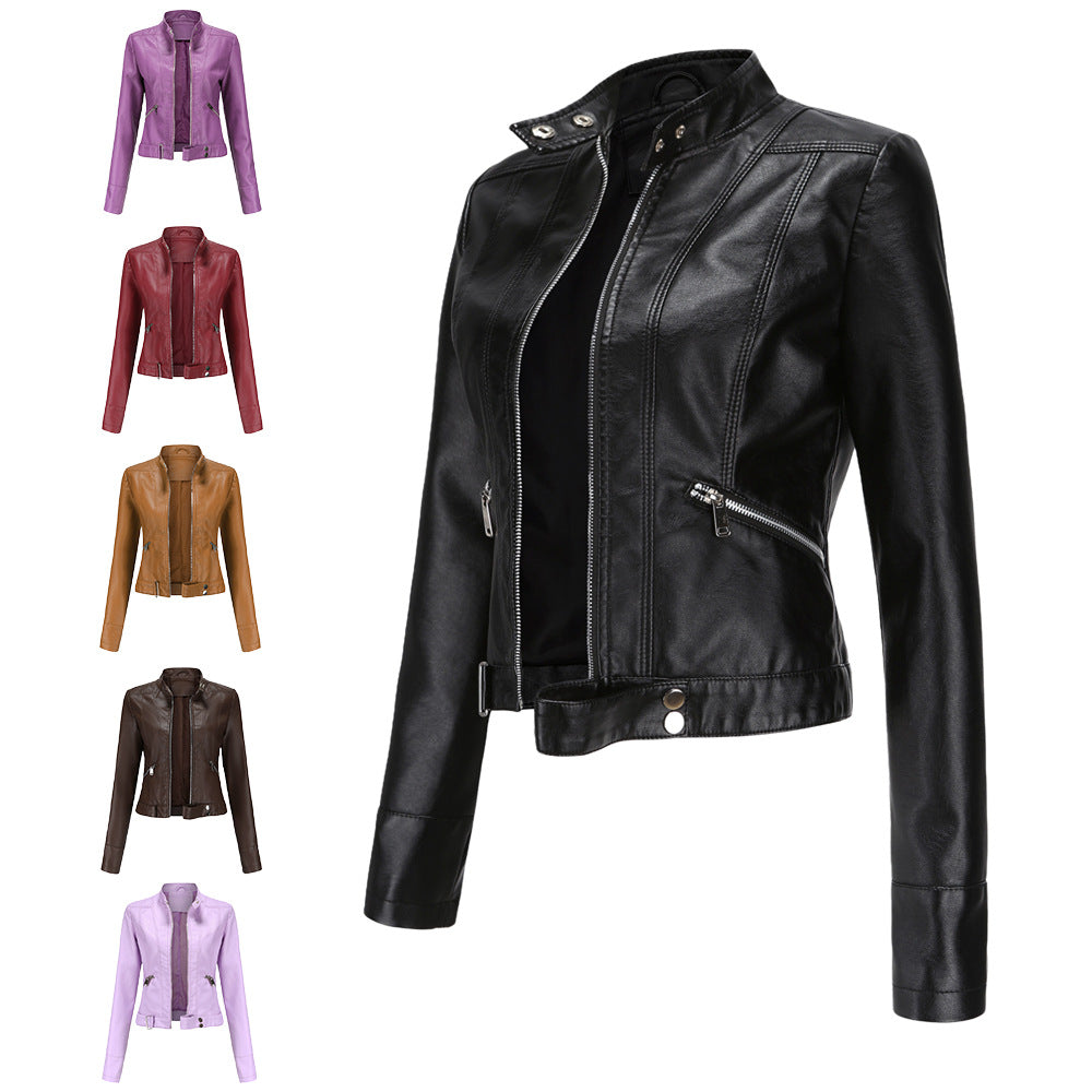New Leather Women's Short Small Coat