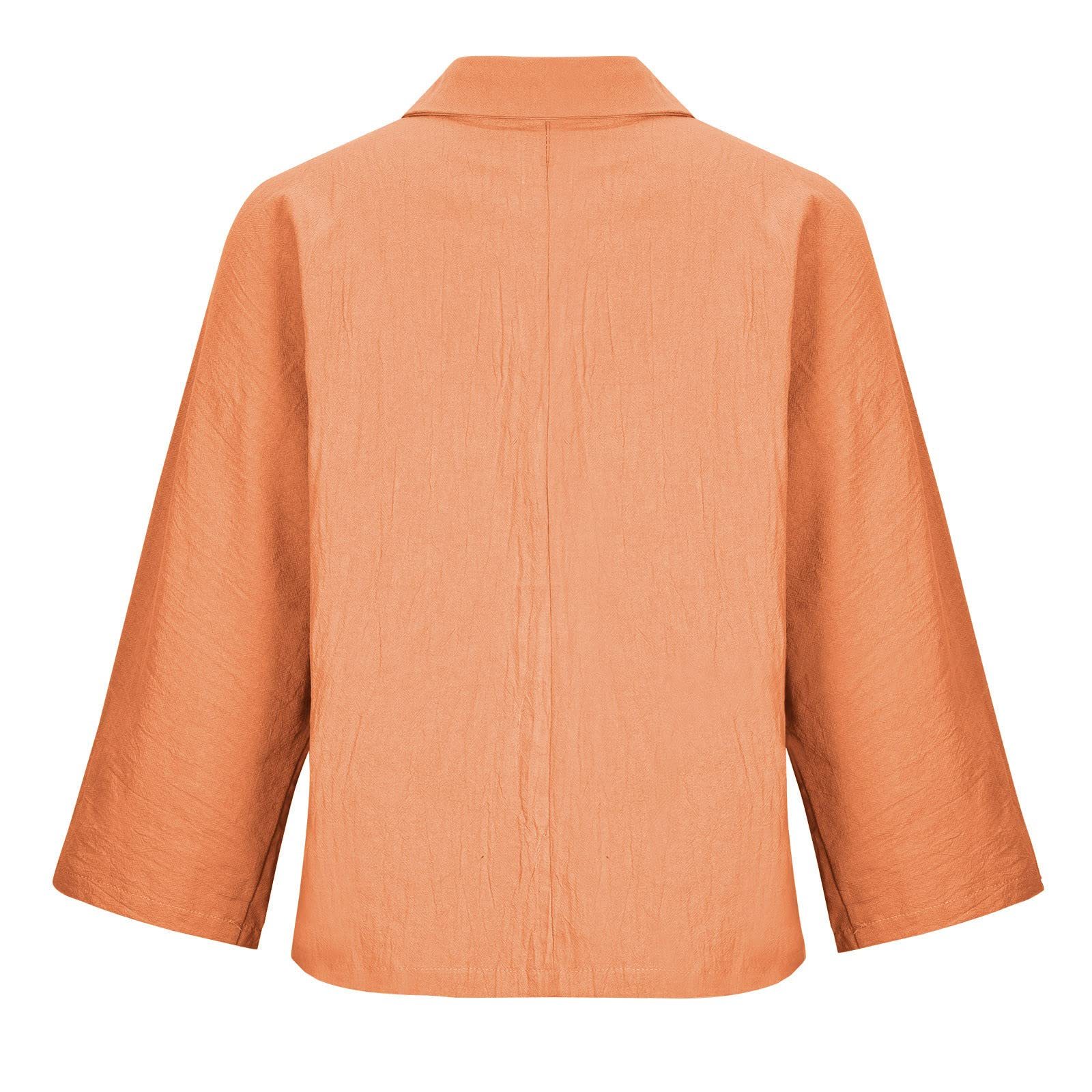 Solid Linen Loose Long Sleeved V-Neck Shirt