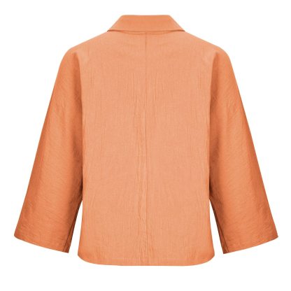 Solid Linen Loose Long Sleeved V-Neck Shirt