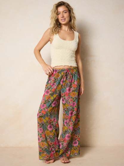 Dreamy Cotton Pajama Set - Drawn Garden Multi