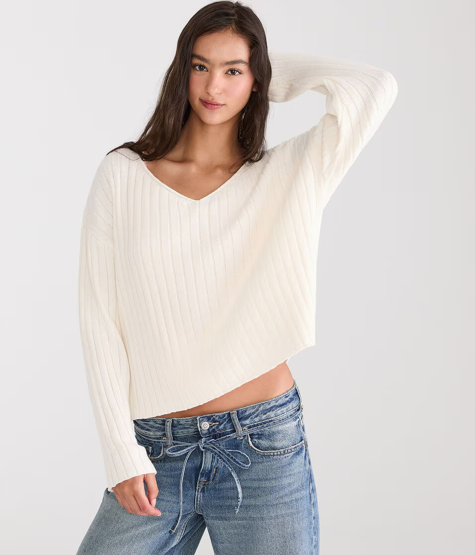 Ribbed V-Neck Sweater