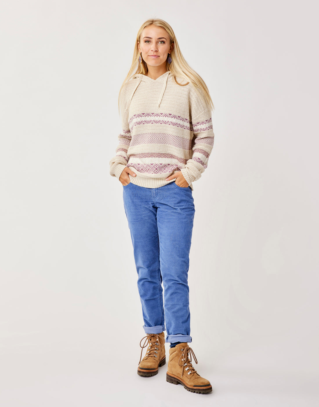 Stowe Hooded Fairisle Sweater : Birch