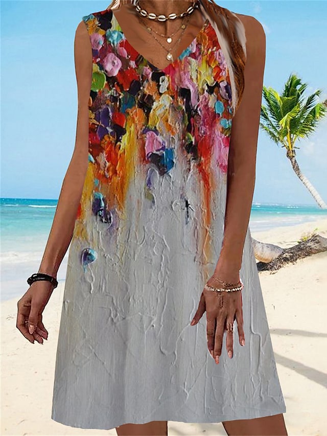 Women's Casual DressGraphic Animal Print V Neck Mini Dress Classic Modern Daily Holiday Sleeveless Slim