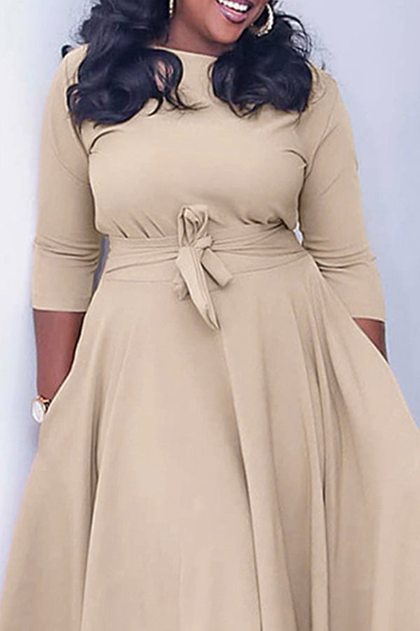 Tie Front 3/4 Length Sleeve Dress