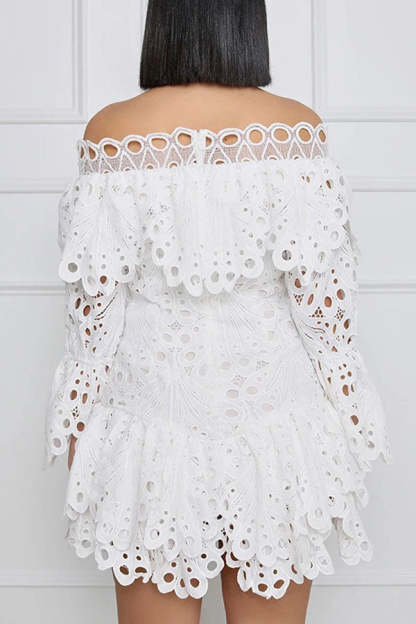 Off Shoulder Guipure Lace Insert Dress