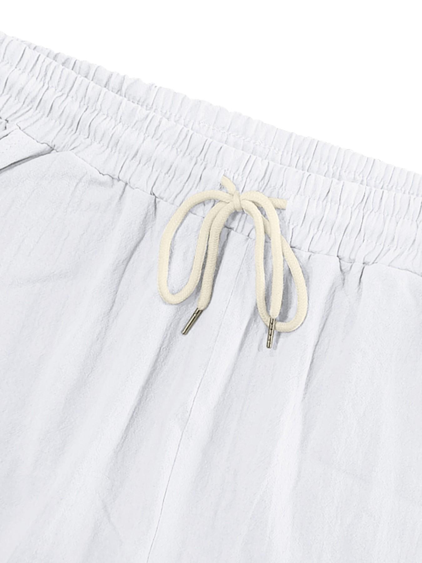 Men's Multi-Pocket Linen cargo shorts, Drawstring Waist Fitted Casual Shorts, Lightweight Breathable Beach Pants for Summer Outdoor Daily Wear