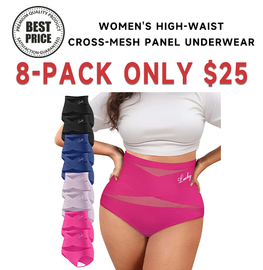Women's Cross-Mesh Panel High-Waist Panties 