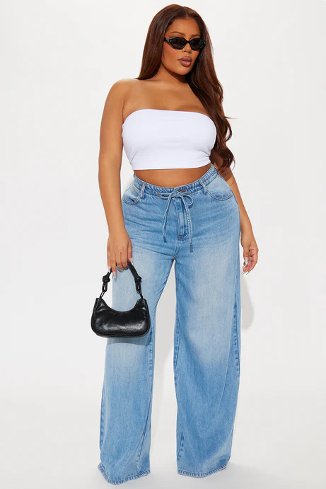 Beachfront Drapey Wide Leg Jeans - Vintage Wash
