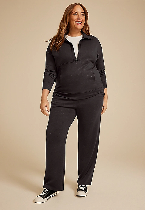 Plus Size Sparkle Scuba Knit Half Zip Sweatshirt