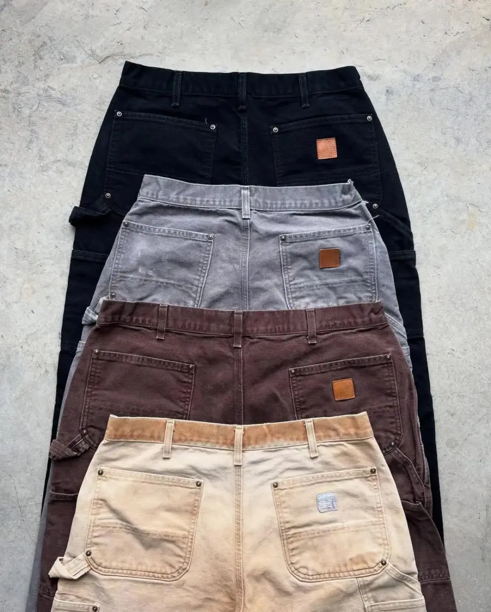 Men's 4-PACK Loose Fit Washed Duck Double-Front Utility Work Pant Double Knee Jean