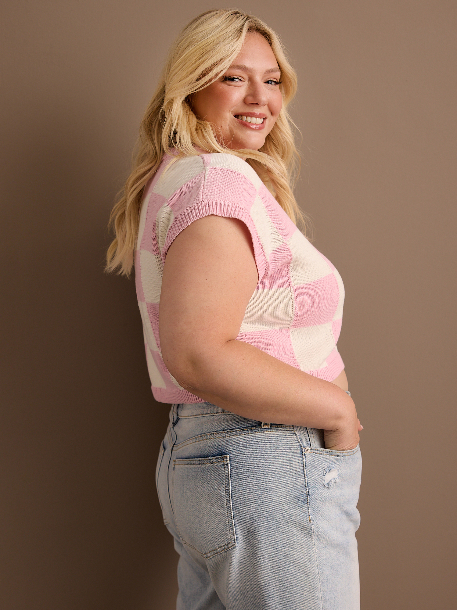 Charli Checkered Sweater Vest