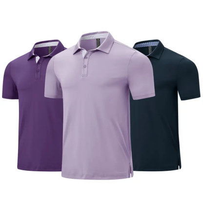 Men's Classic 3-Button Moisture Wicking Athletic Short Sleeve Golf Polo 
