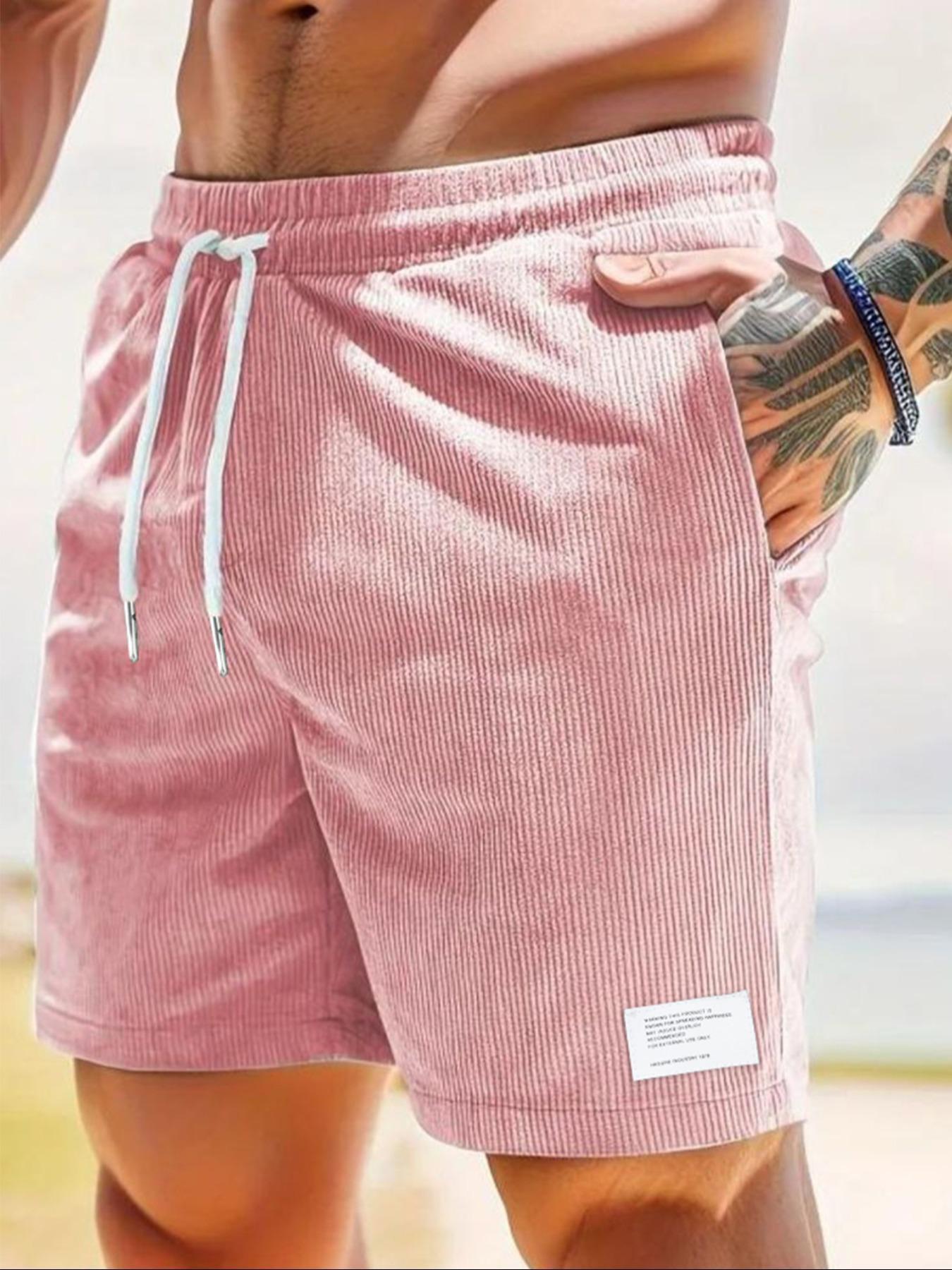 Men's Solid Patched Drawstring Waist Shorts, Regular Fit Casual Pocket Elastic Waist Shorts for Summer, Men's Bottoms for Daily Wear Men's Solid Patched Drawstring Waist Shorts, Regular Fit Casual Pocket Elastic Waist Shorts for Summer, Men's Bottoms for Daily Wear