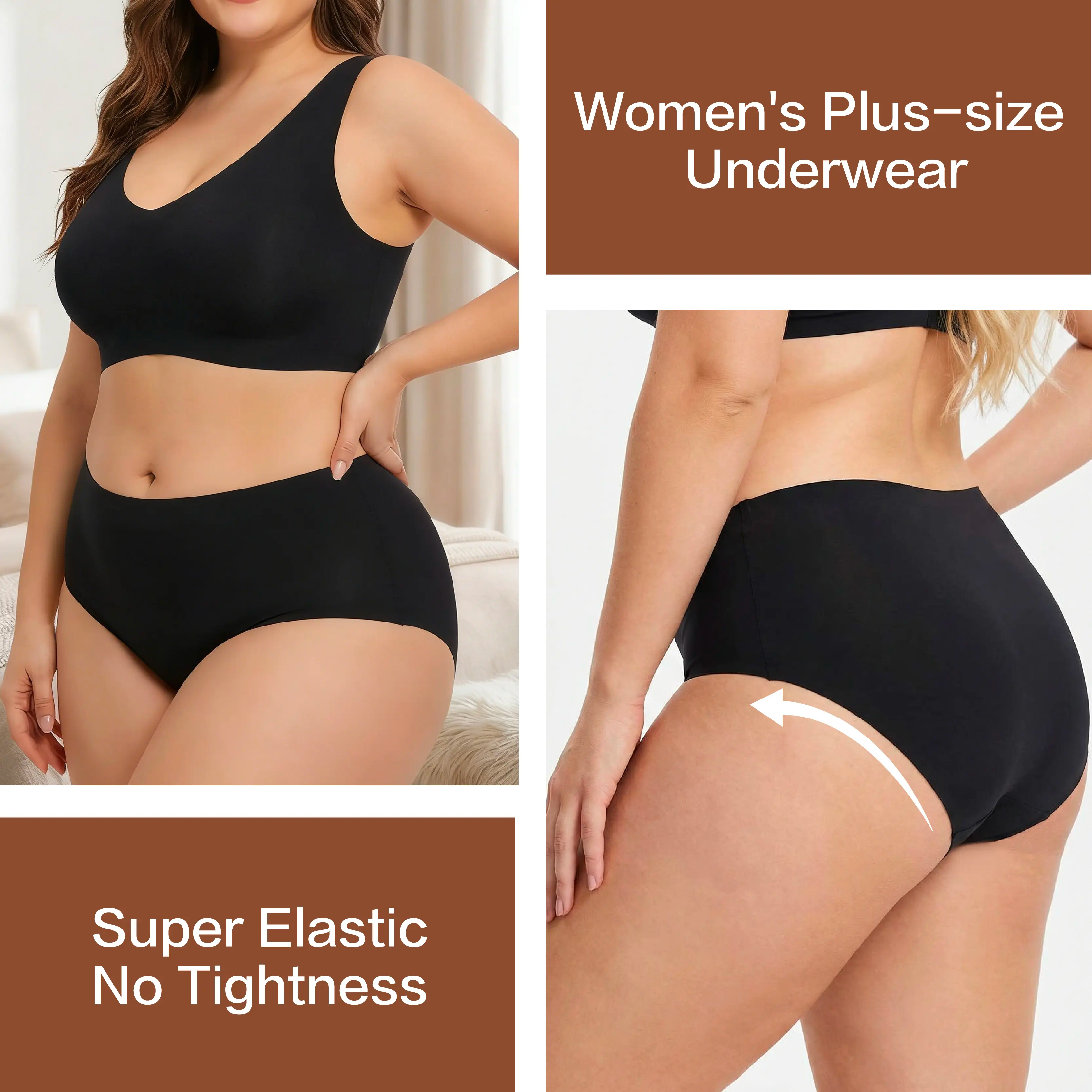 5-Pack Plus Size Soft & Comfortable Full-Coverage Design High-Waisted Briefs