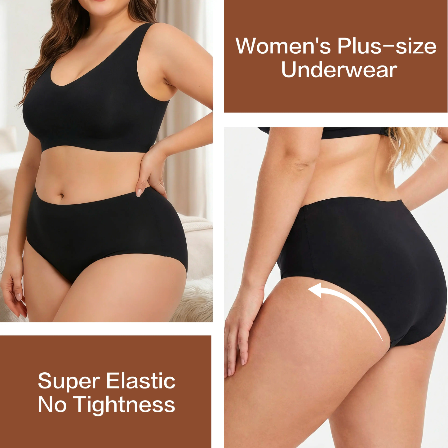 5-Pack Plus Size Soft & Comfortable Full-Coverage Design High-Waisted Briefs