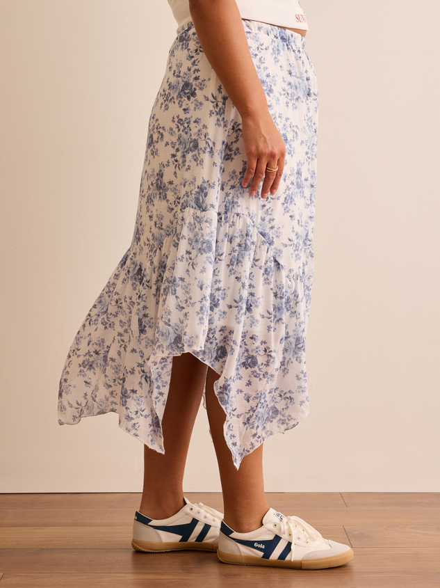 Laina Handkerchief Hem Floral Skirt