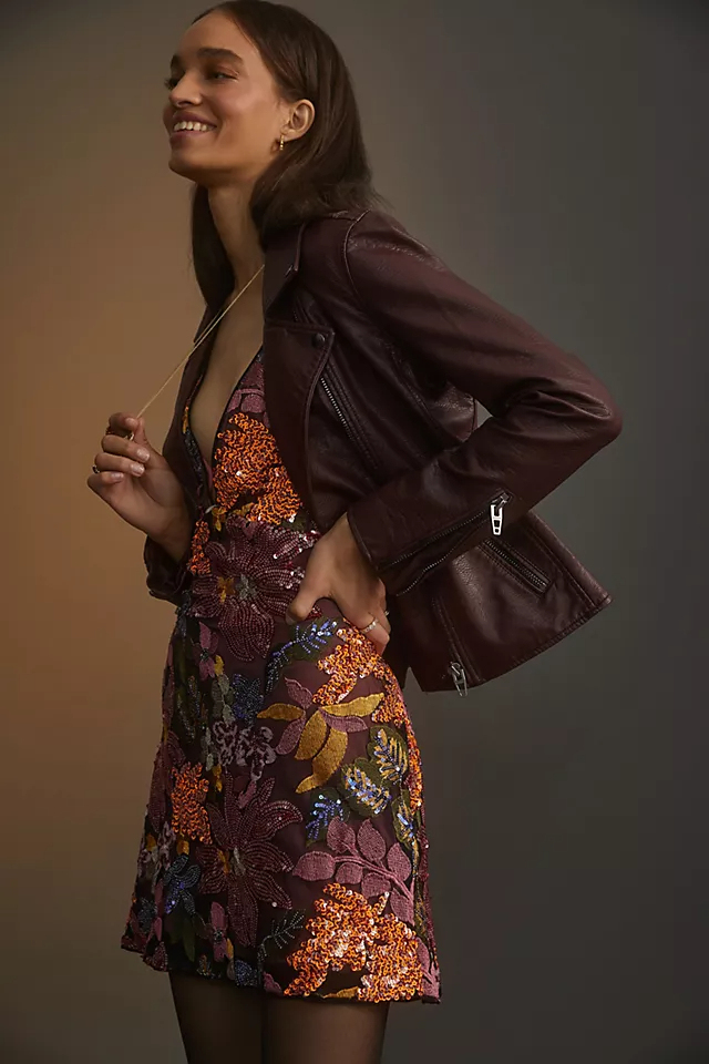 Sequined Embroidered Mini Dress