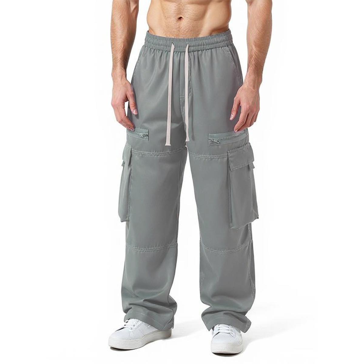 Men's regular-fit cargo pants featuring functional side zip pockets and an adjustable drawstring waistband, perfect for everyday comfort and versatile street-style outfits. SpringStatements Casual Fashion Trousers Casual Loose Baggy Men's regular-fit cargo pants featuring functional side zip pockets and an adjustable drawstring waistband, perfect for everyday comfort and versatile street-style outfits. SpringStatements Casual Fashion Trousers Casual Loose Baggy