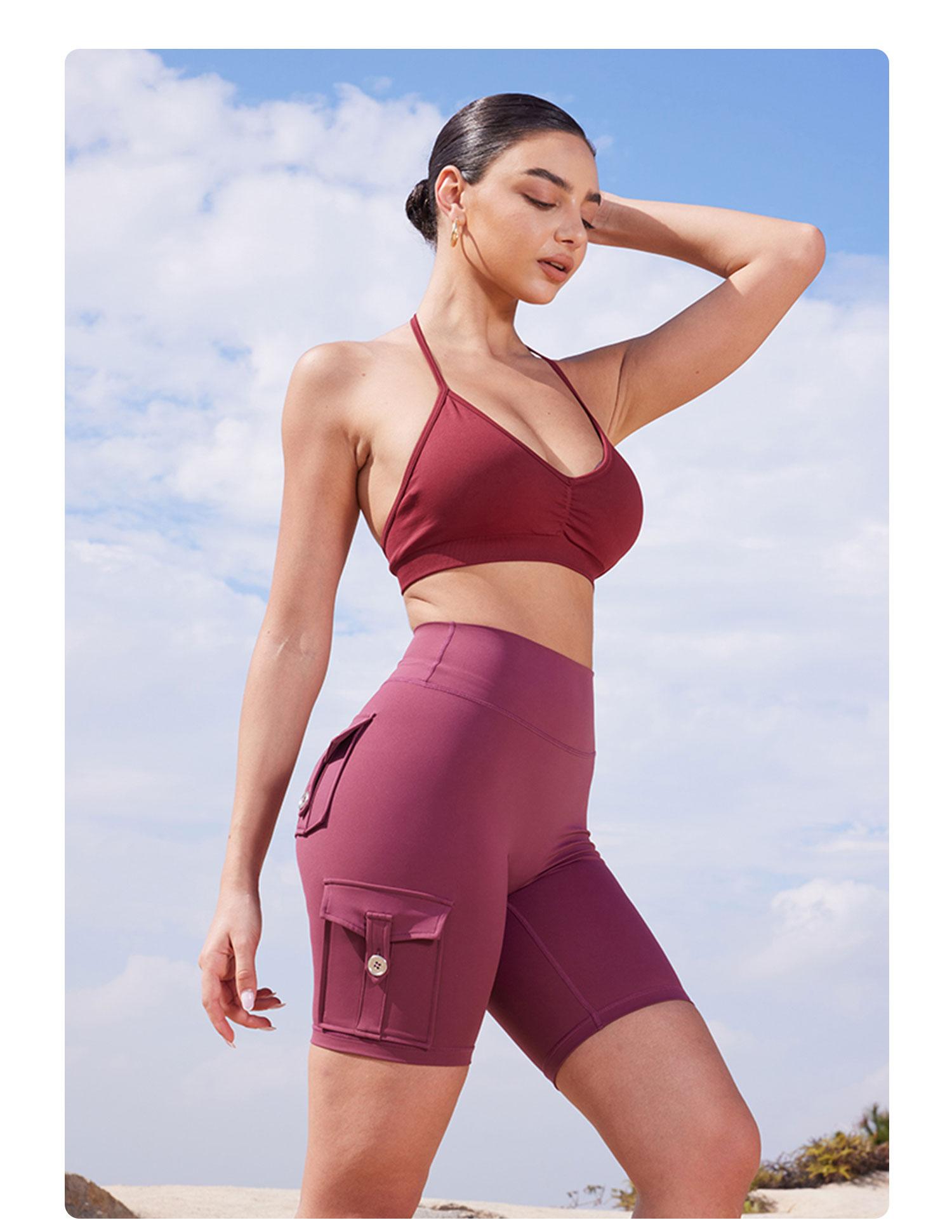 YEOREO CoreFlex Women's Workout Biker Shorts with Cargo Pockets Hidden Scrunch High Waisted 8" Inseam Gym Shorts for Summer Squat-Proof & Comfortable Fit