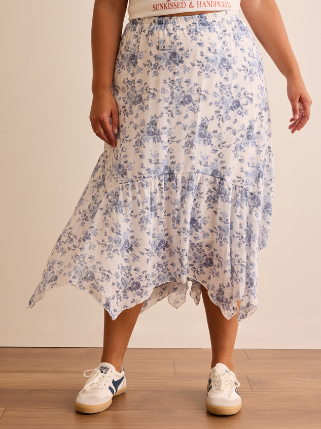 Laina Handkerchief Hem Floral Skirt
