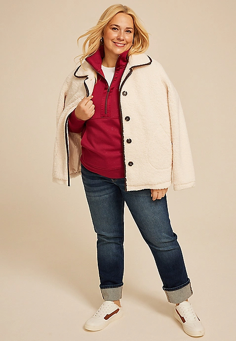 Plus Size Sparkle Scuba Knit Half Zip Sweatshirt