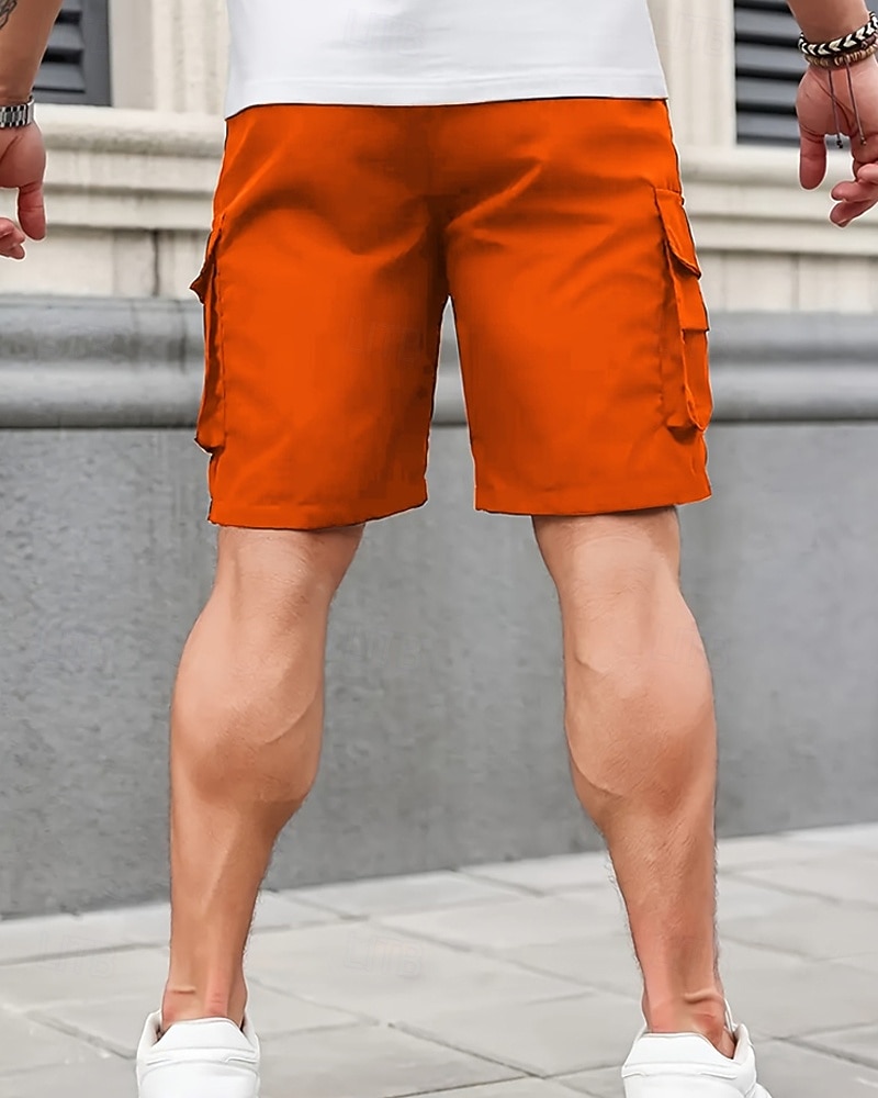 Men's Cargo Shorts Shorts Summer Shorts Drawstring Elastic Waist Multi Pocket Plain Comfort Wearable Knee Length Outdoor Sport Daily Fashion Casual Black Navy Blue 2026 - $18.99 –P9