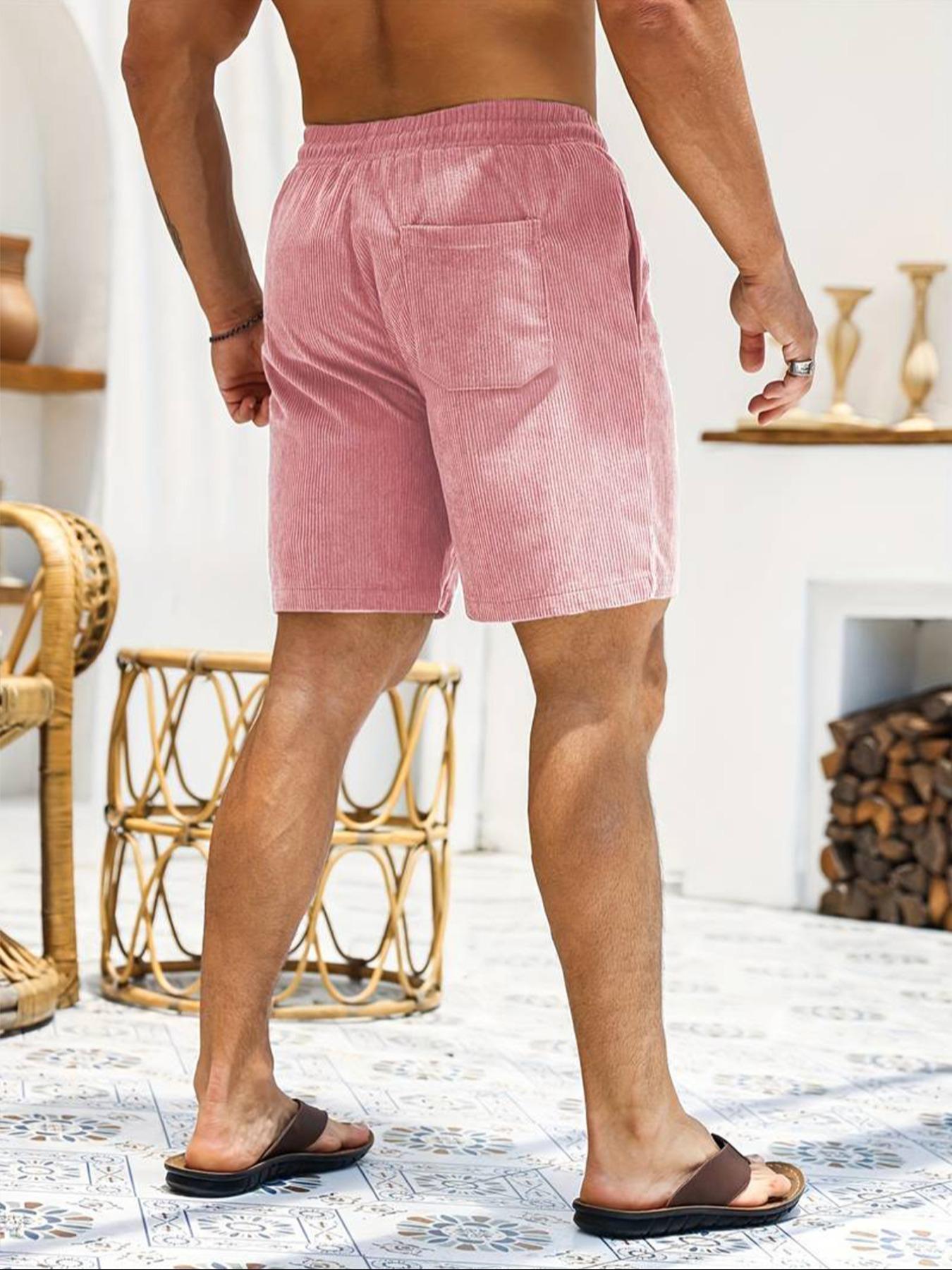 Men's Solid Patched Drawstring Waist Shorts, Regular Fit Casual Pocket Elastic Waist Shorts for Summer, Men's Bottoms for Daily Wear Men's Solid Patched Drawstring Waist Shorts, Regular Fit Casual Pocket Elastic Waist Shorts for Summer, Men's Bottoms for Daily Wear