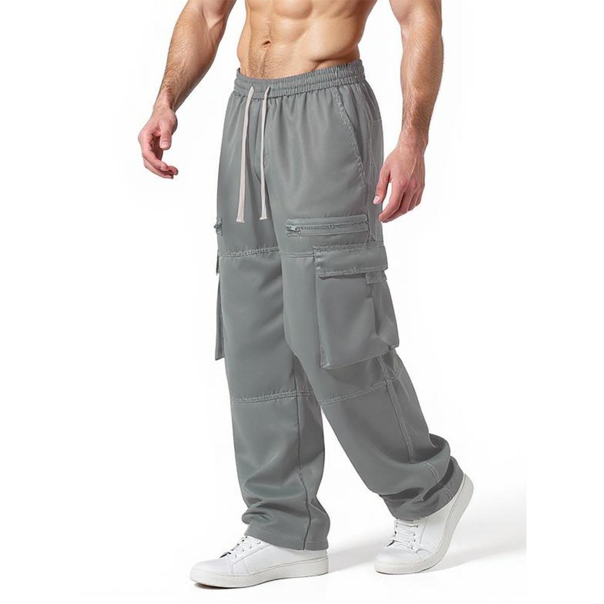 Men's regular-fit cargo pants featuring functional side zip pockets and an adjustable drawstring waistband, perfect for everyday comfort and versatile street-style outfits. SpringStatements Casual Fashion Trousers Casual Loose Baggy Men's regular-fit cargo pants featuring functional side zip pockets and an adjustable drawstring waistband, perfect for everyday comfort and versatile street-style outfits. SpringStatements Casual Fashion Trousers Casual Loose Baggy