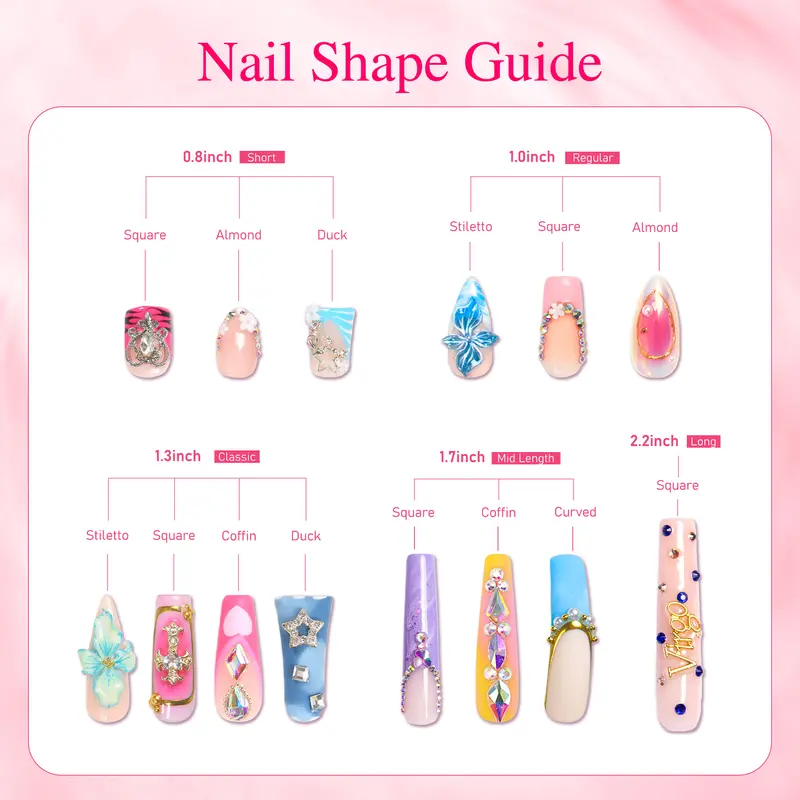 10-piece set of Van Gogh Starry Night Gradient Star Moon Rhinestone Art Medium-length Press-type Nail Stickers