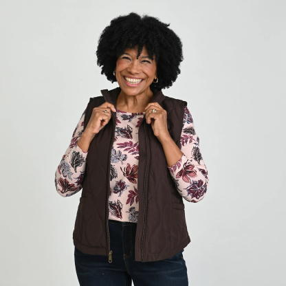 Quilted Zip Front Solid Vest