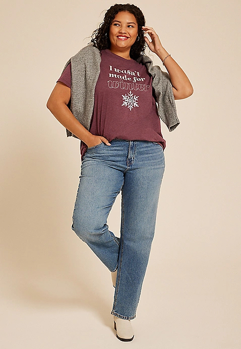 Plus Size I Wasnt Made For Winter Oversized Fit Graphic Tee