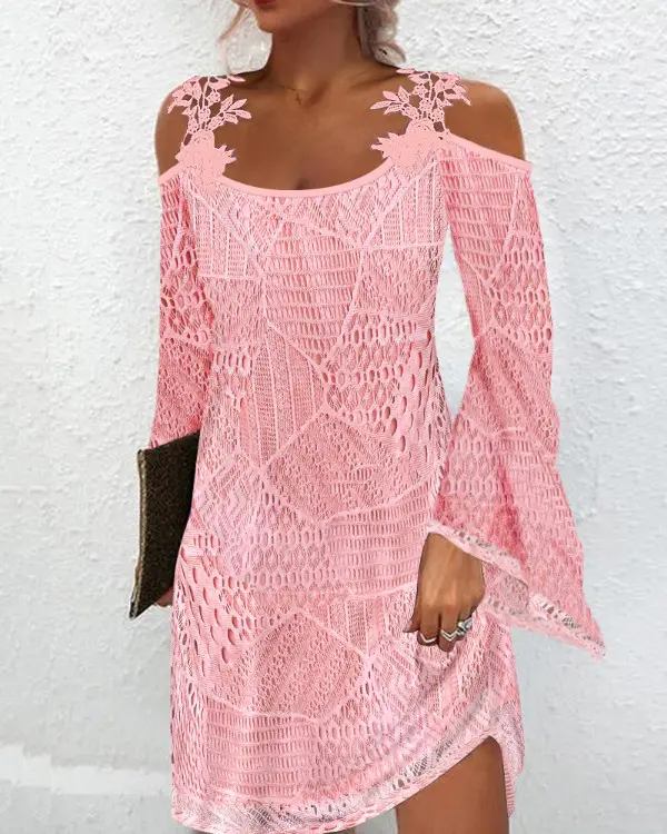 Cold Shoulder Bell Sleeve Casual Dress