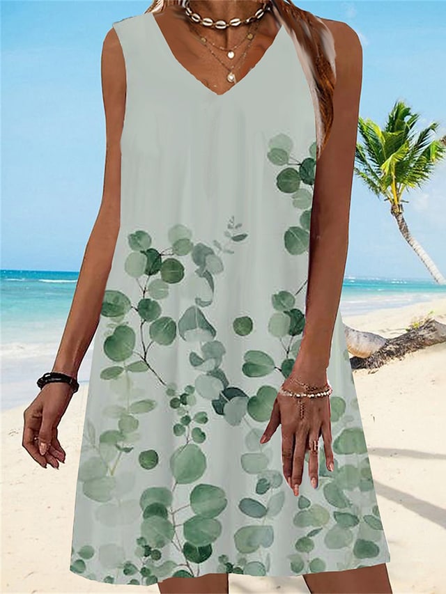 Women's Casual DressGraphic Animal Print V Neck Mini Dress Classic Modern Daily Holiday Sleeveless Slim