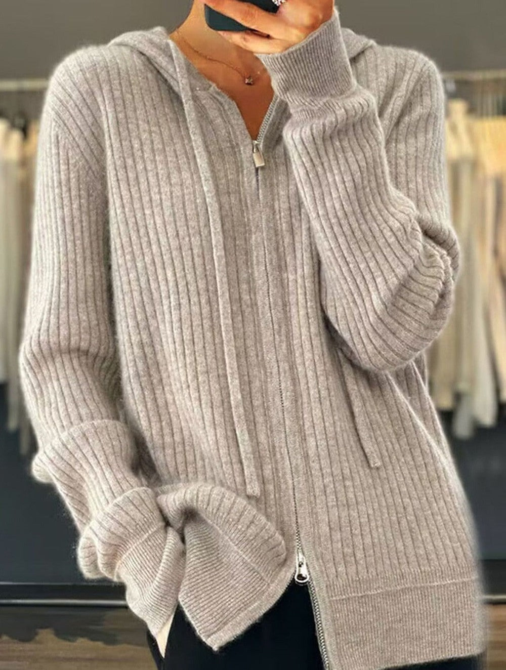 Cozy Plain Hoodie Sweater