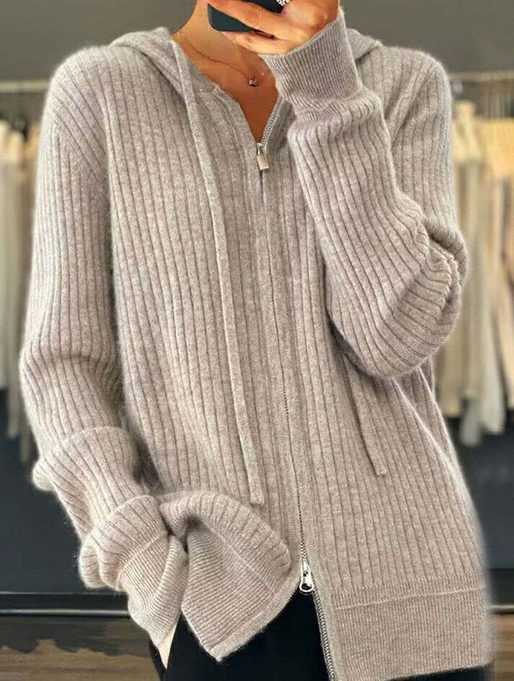 Cozy Plain Hoodie Sweater