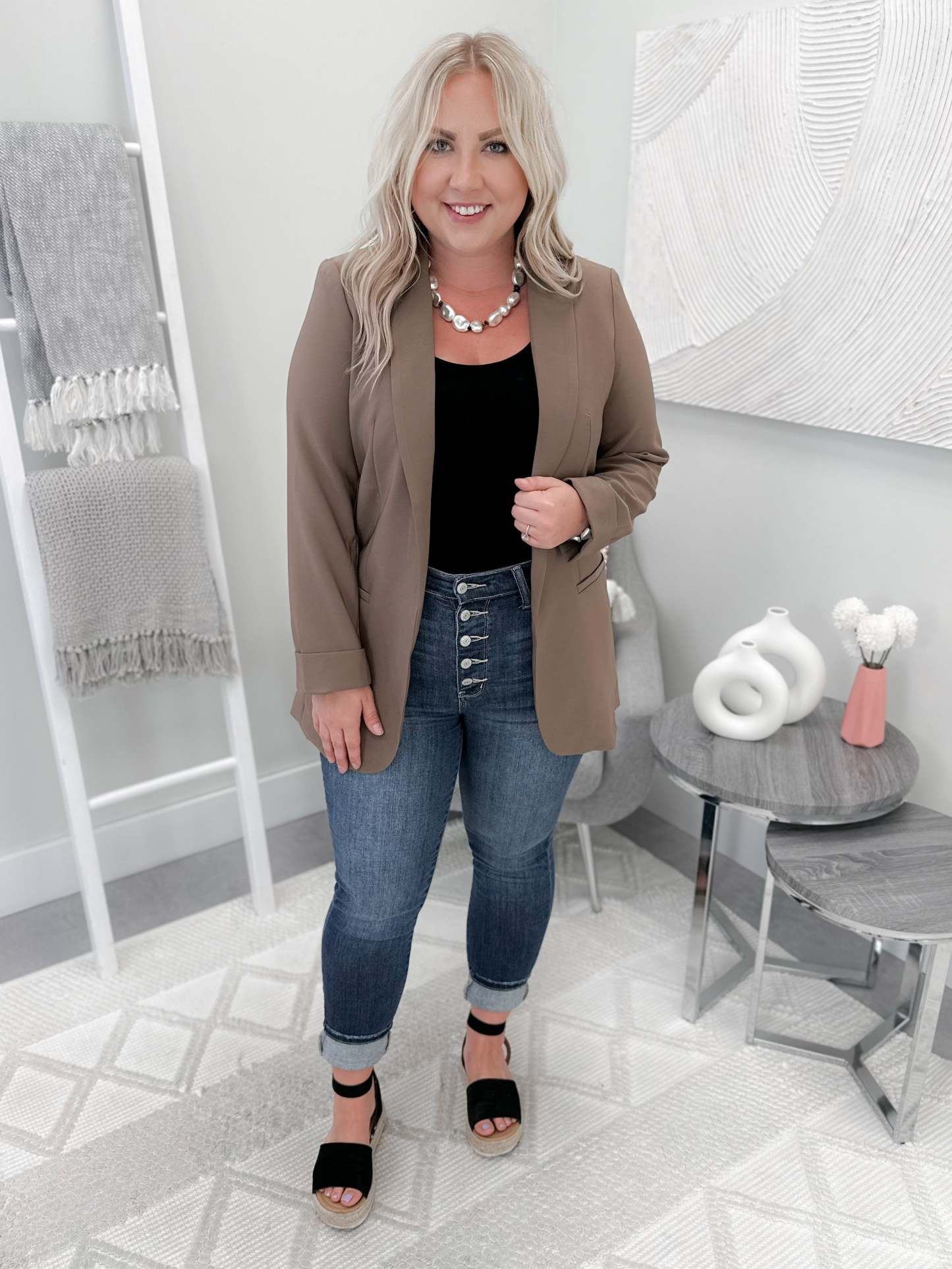 Lilah Blazer in Truffle