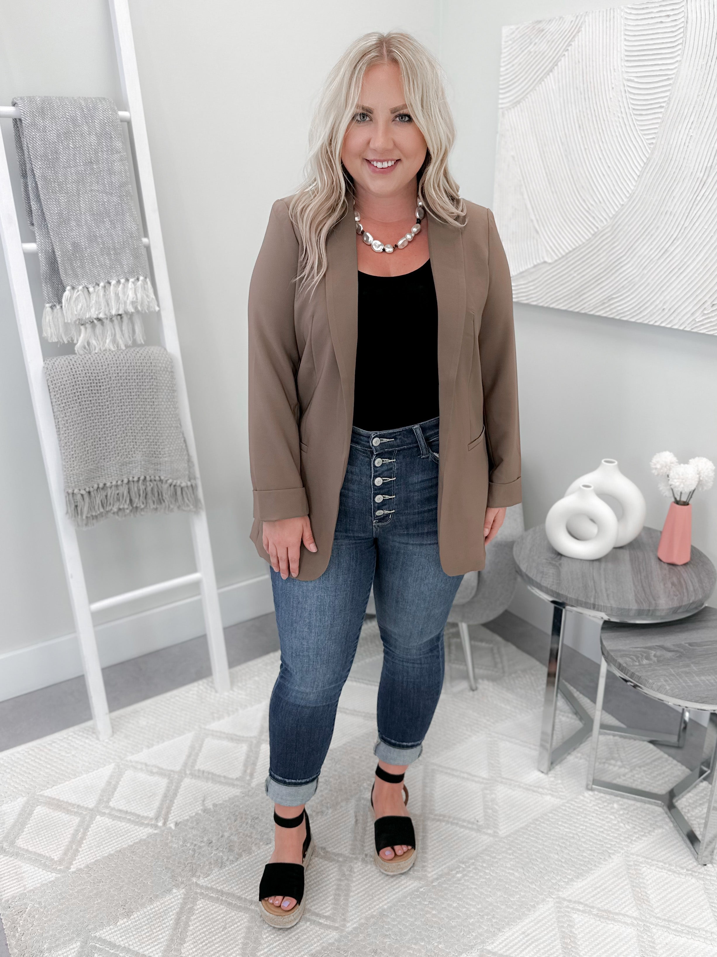 Lilah Blazer in Truffle