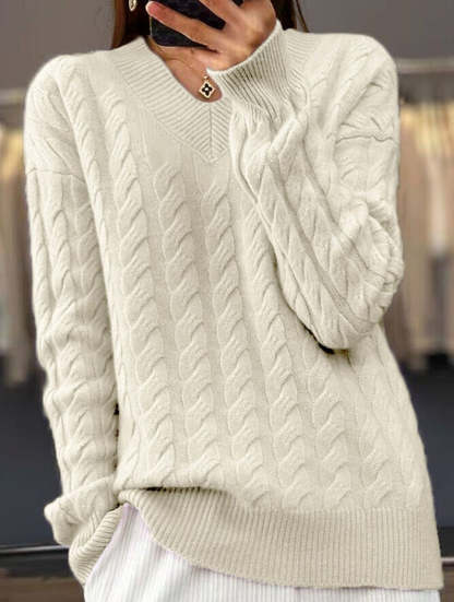 Ivory Plain Long Sleeve Sweater
