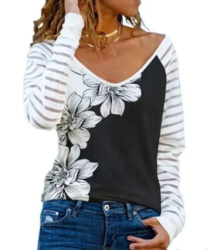 Women's Half Sleeve V-neck Plaid Tops