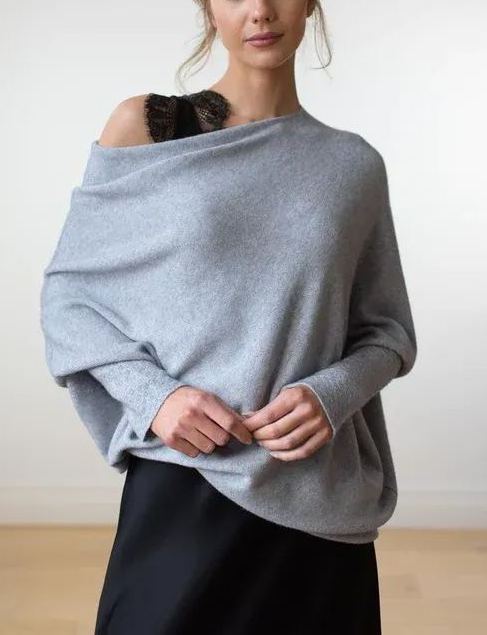 Asymmetric Draped Jumper Sweater