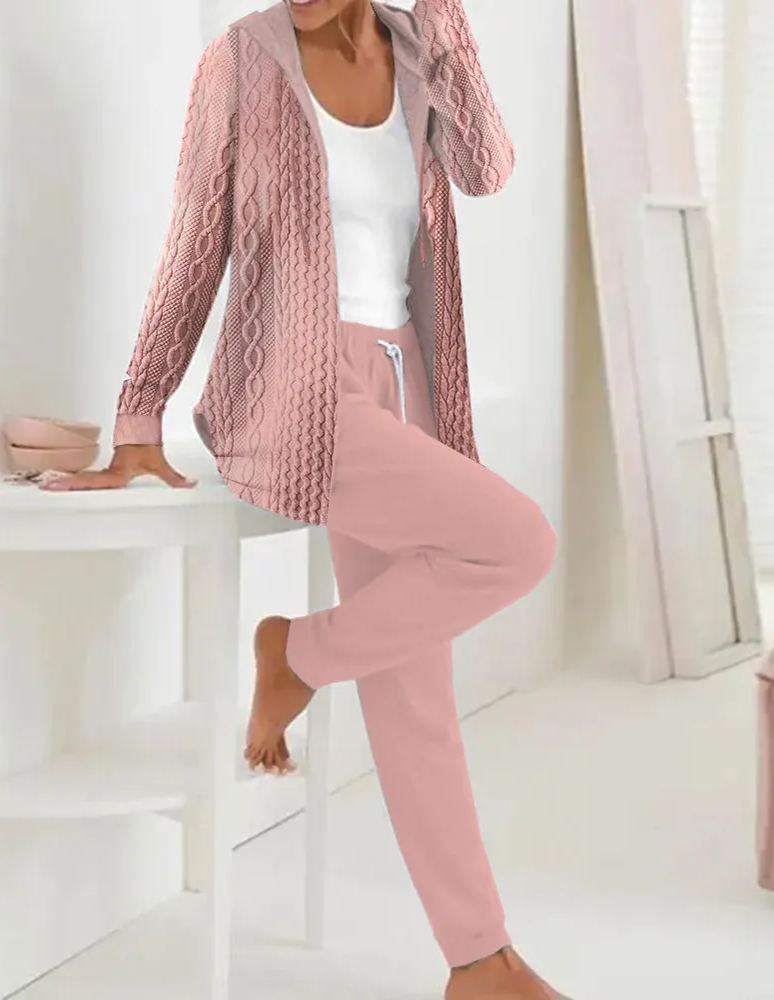 Sweet Pink Plain Hoodie Loungewear Set