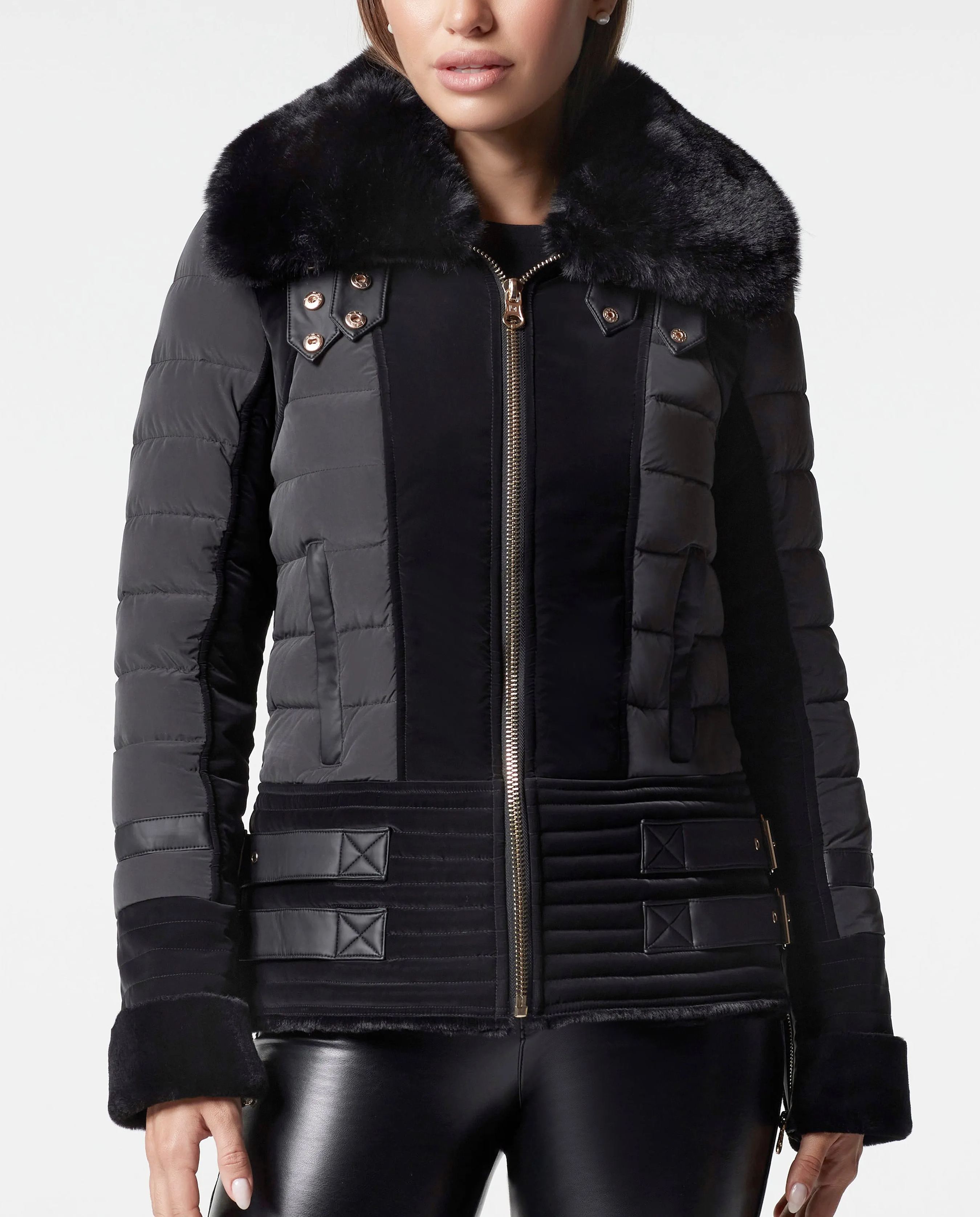 GOLD MOTO PUFFER JACKET